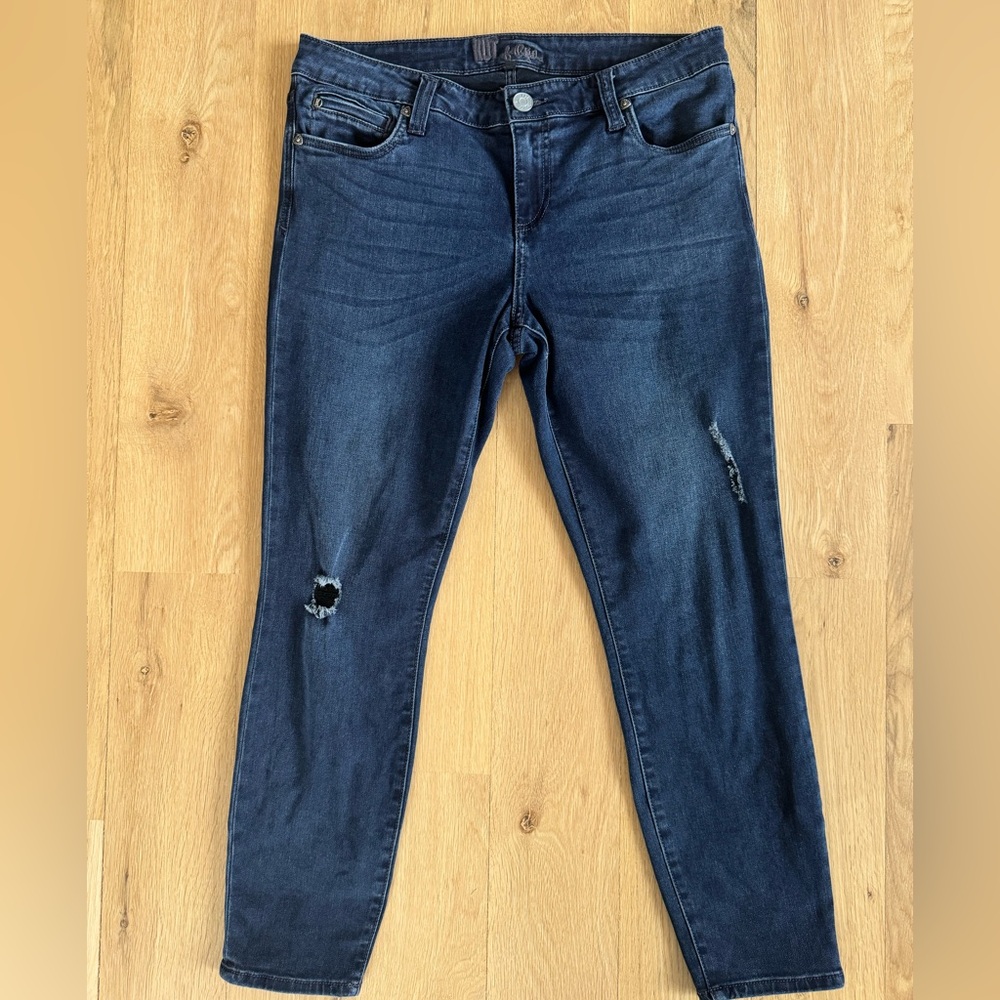 Kut From The Kloth Jeans Womens 12 Dark Wash Skinny Distressed Stretch
